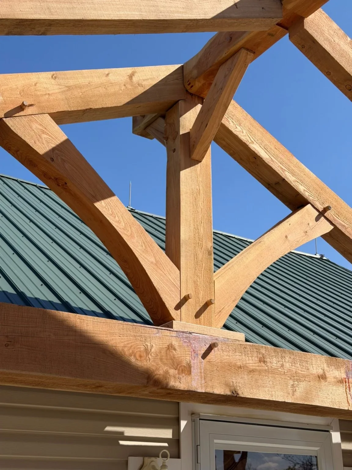 Pegged timber-frame joinery detail