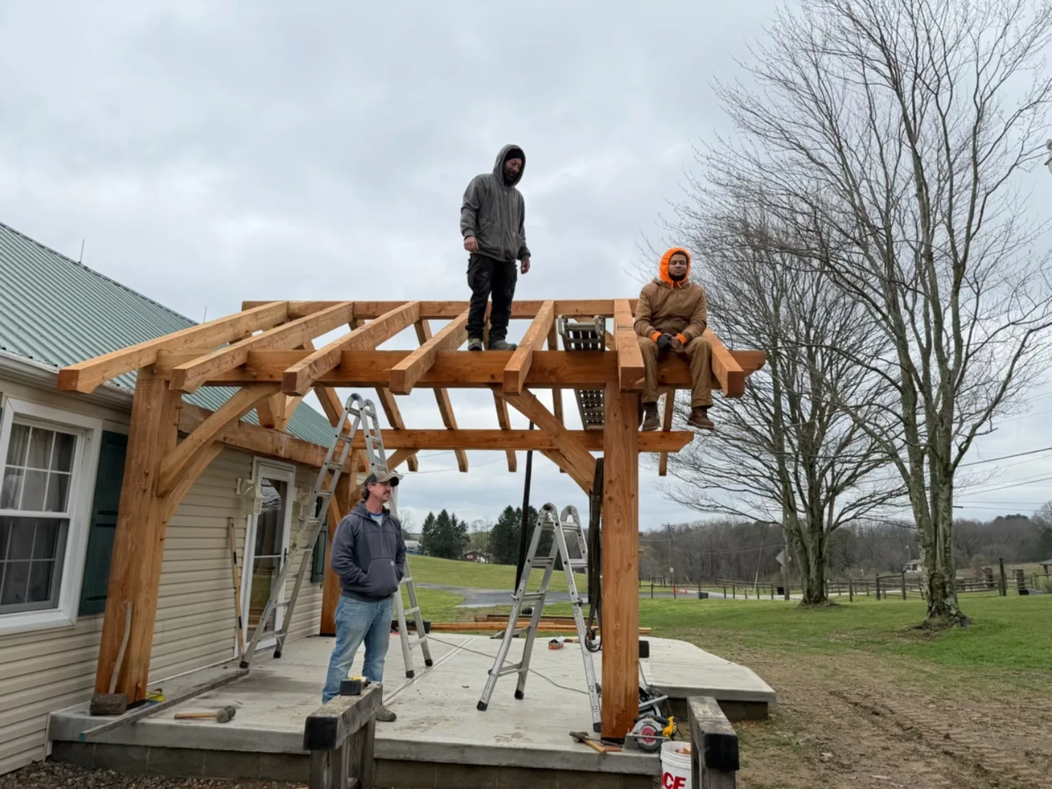 Custom timber frame patio shade cover project